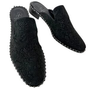 ADRIANNA PAPELL Maura Studded and Embellished Leather Mules in Black Women's 8M